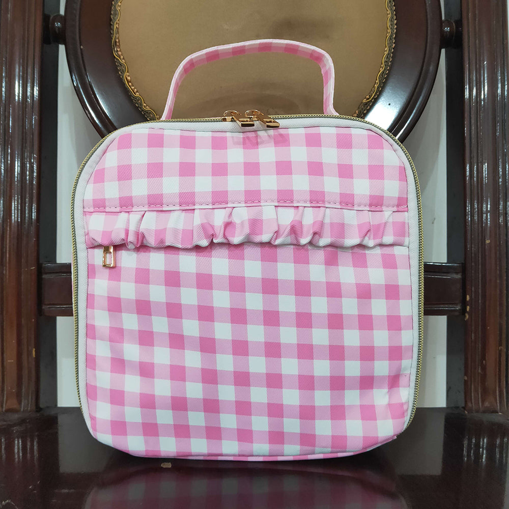 Baby Girls Pink Checkered Lunch Dinnder Picnic Thermal Bags Boxes