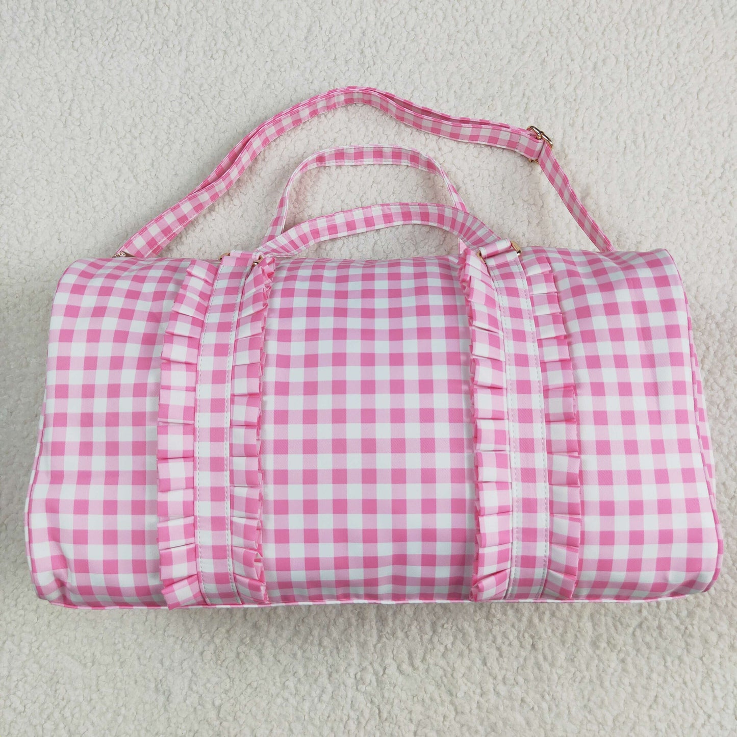 Sibling Pink Checkered Print Gym Lunch Boxes Bags