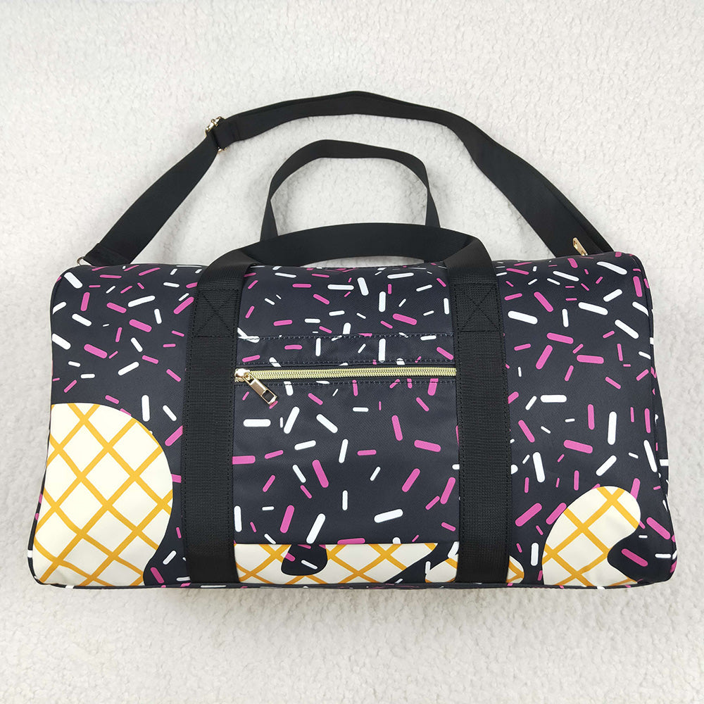 Black Ice Cream Drip Zipper Gym Bags
