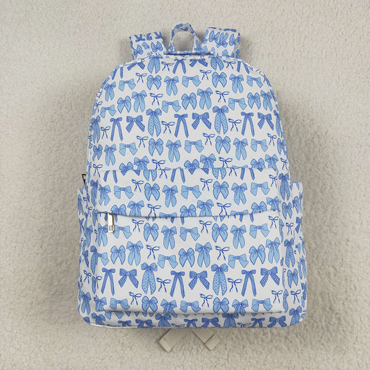 Baby Kids Sky Blue Bows Plaid Zipper School Back Bags