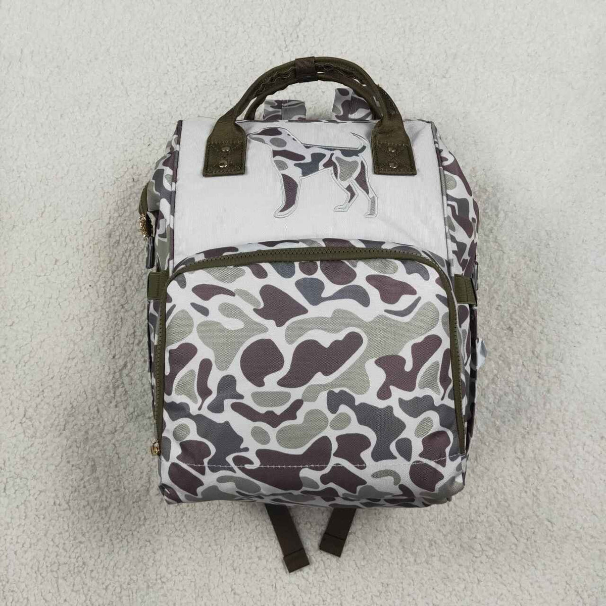 BA0403 Dog Embroidery Camo Hunting Print Adult Baby Diaper Bags