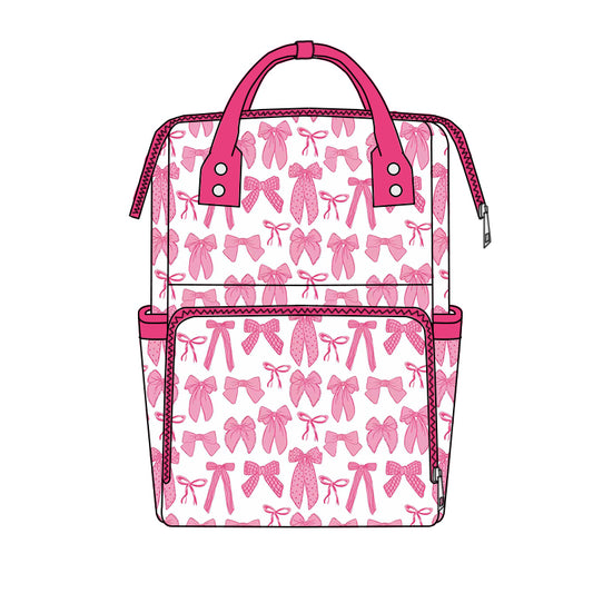 8.3 BA0405 Preorder Pink Bows Print Adult Baby Diaper Bags