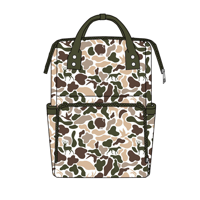 8.3 BA0407 Preorder Brown Khaki Camo Hunting Print Adult Baby Diaper Bags