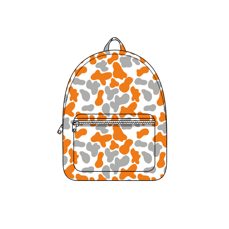 8.5 BA0409 Preorder Teams Orange Grey Camo Print Kids Backpack