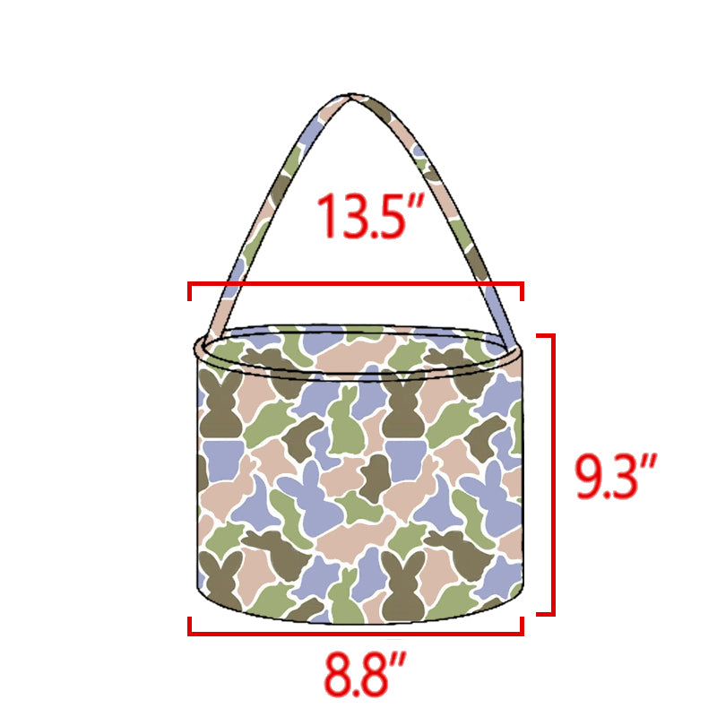8.28 BA0437 Preorder Bunny Green Camo Print Kids Easter Bucket Bag