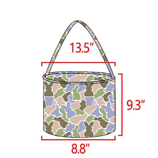 8.28 BA0437 Preorder Bunny Green Camo Print Kids Easter Bucket Bag