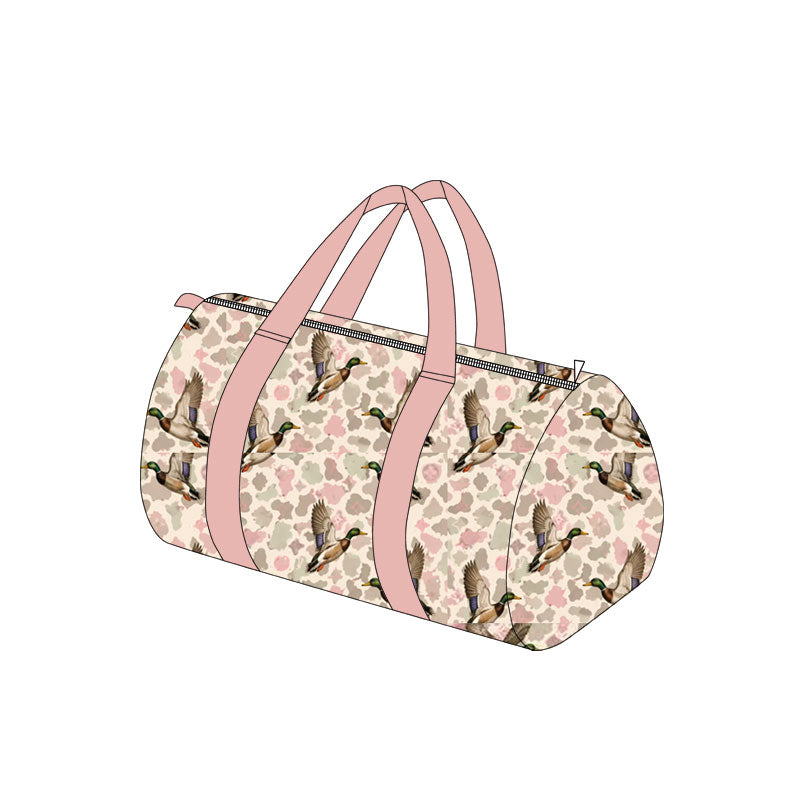 9.24 BA0445 Preorder Pink Camo Mallard Duck Print Girls Gym Bag