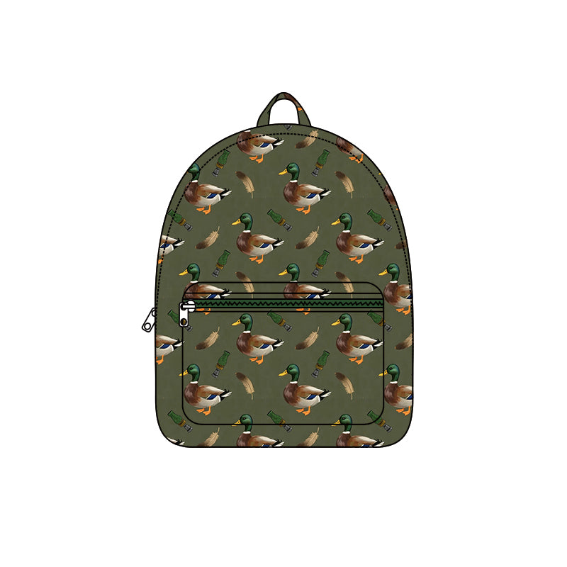 9.24 BA0453 Preorder Mallard Duck Green Print Kids Backpack Bags