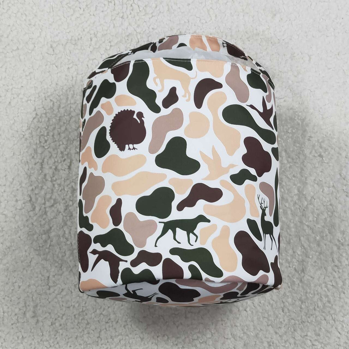 BA0466 Embroidery Rabbits Baby Kids Southern Khaki Camo Easter Bucket Bag