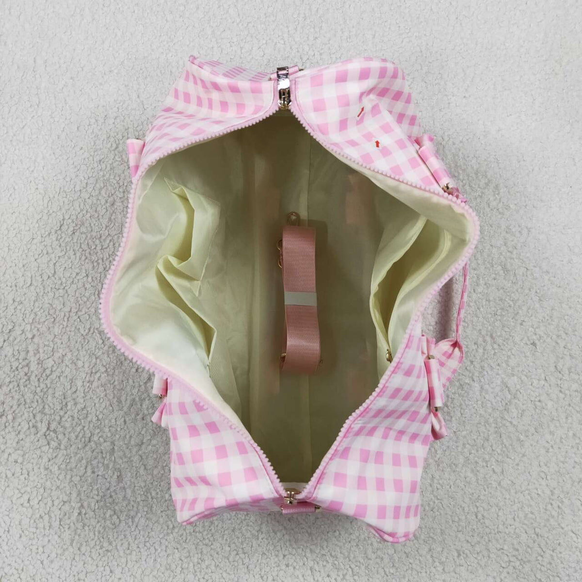 BA0469 Young Adult Pink Checkered Print Ruffle Kids Gym Bags