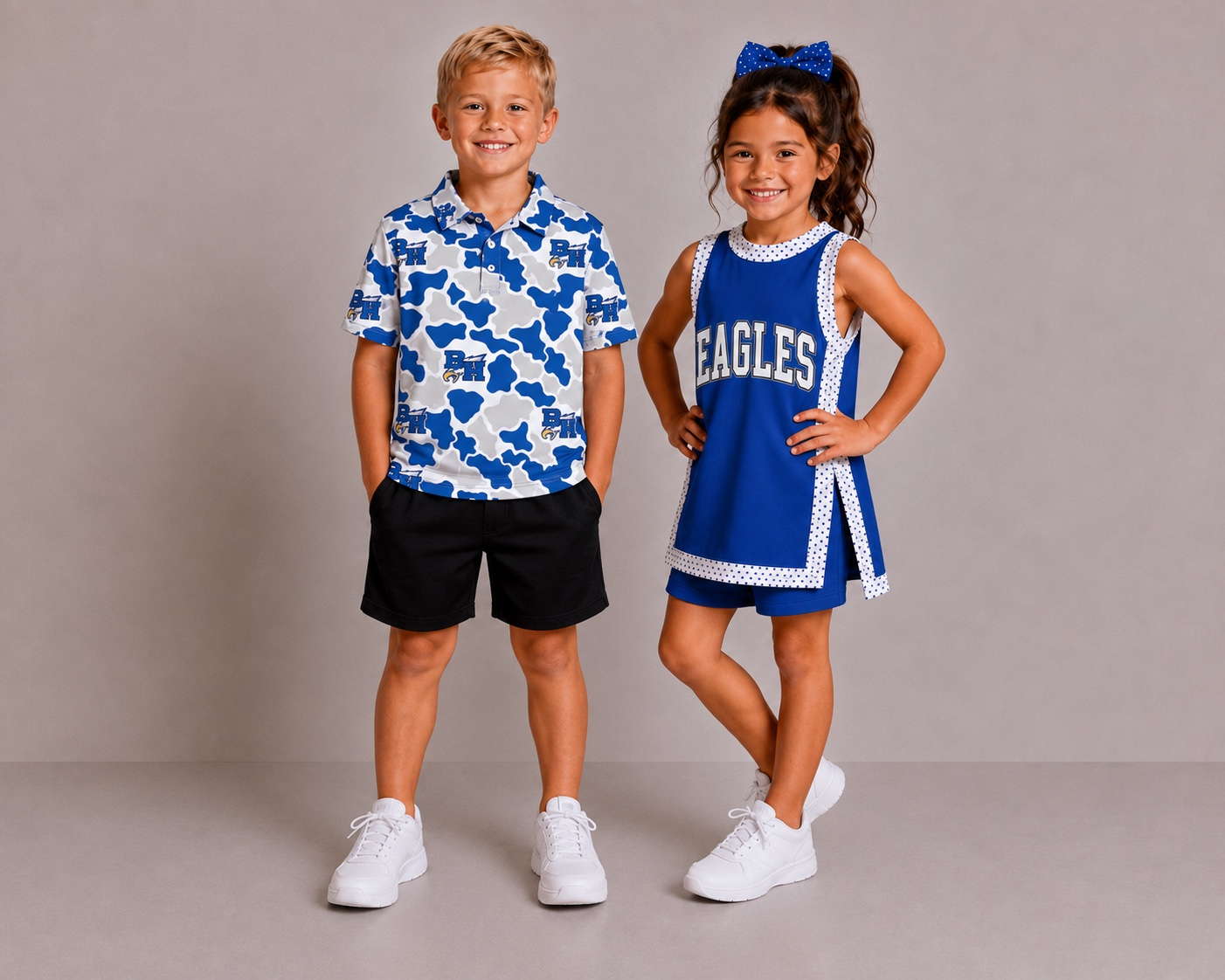(Custom Design Preorder MOQ 5)  Teams BH Eagles Camo Print Boys Girls & Man Clothes Family Matching Wear