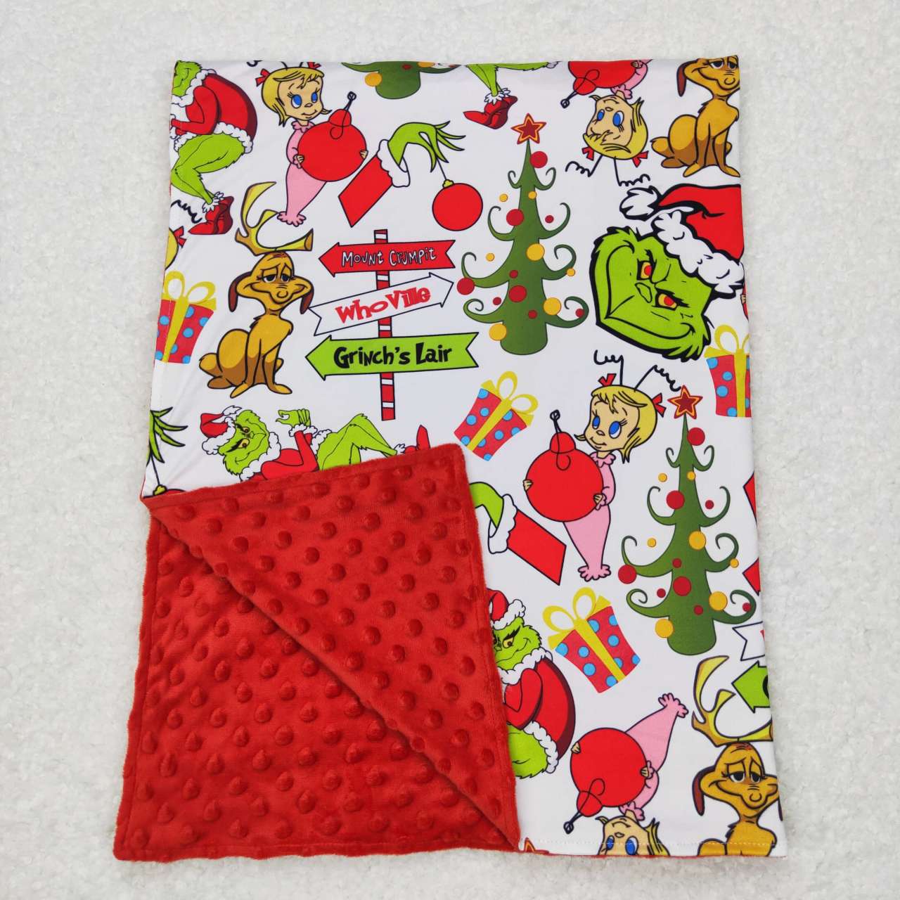 BL0085 Green Frog Smiling Friends Print Baby Christmas Blanket