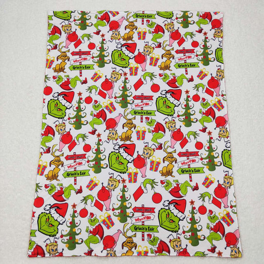 BL0085 Green Frog Smiling Friends Print Baby Christmas Blanket