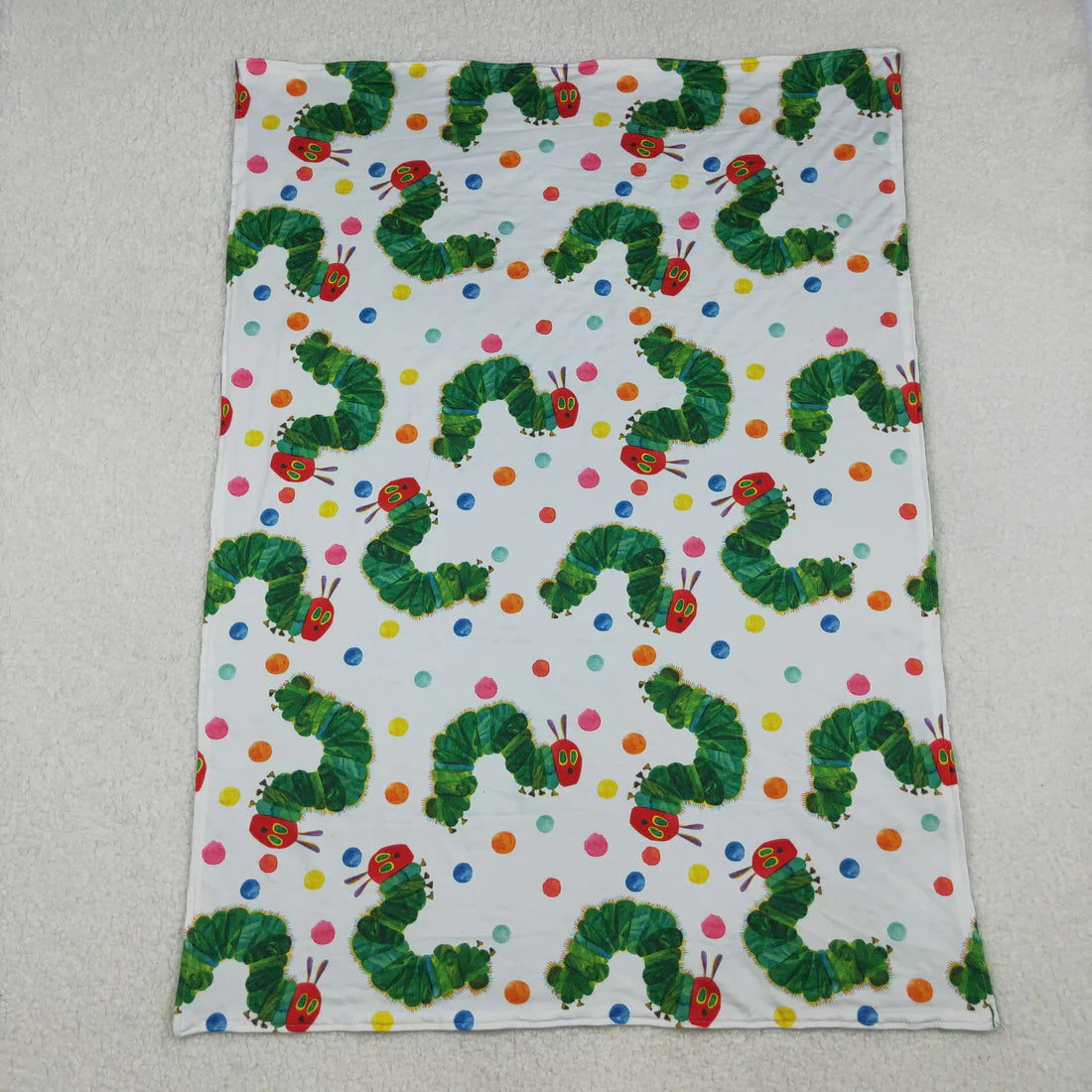 Baby Kids Green Caterpillar  Minky Blankts