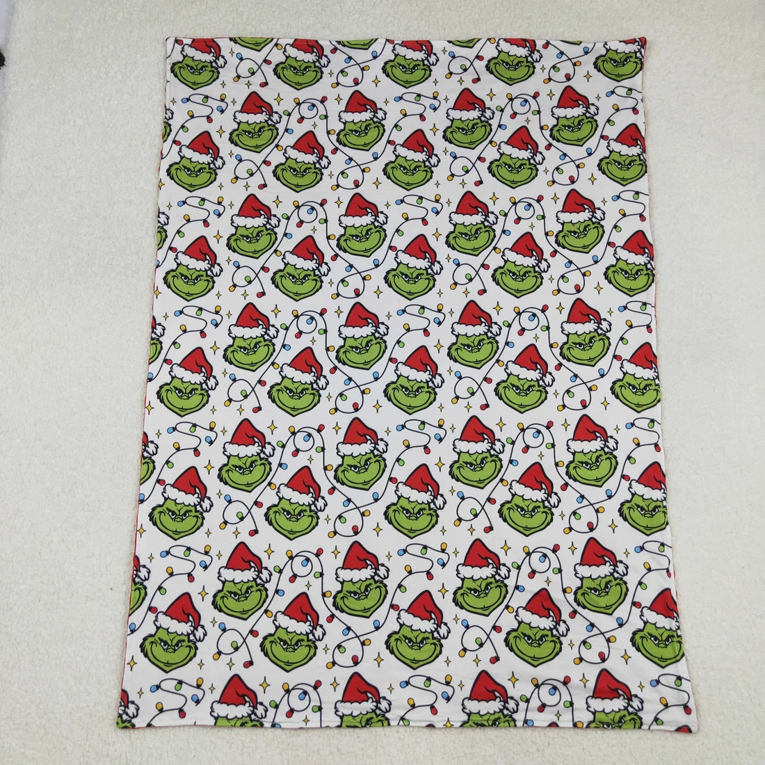 Sibling Baby Boys Green Faces Lights Christmas Pajamas Sets Zipper Footie Rompers Blankets