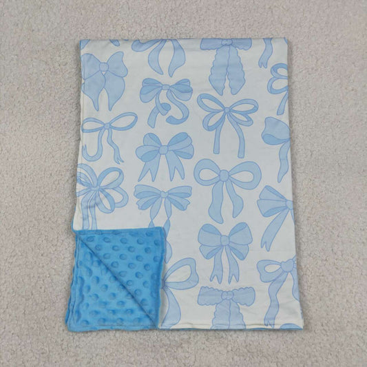 BL0224 Bows Blue Baby Girls Blanket