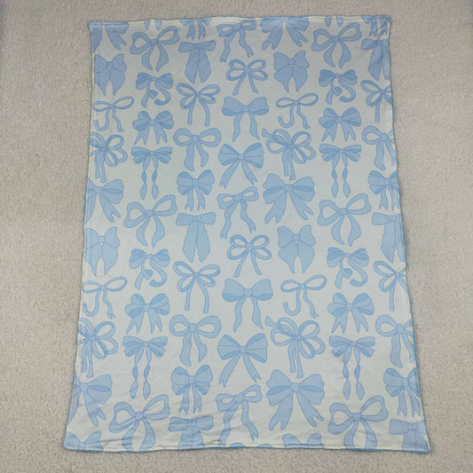 BL0224 Bows Blue Baby Girls Blanket