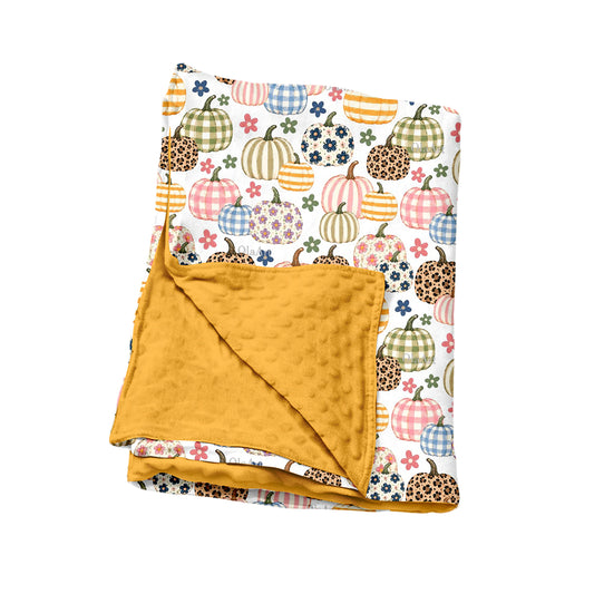 7.15 BL0252 Preorder Pumpkin Flowers Baby Girls Fall Blanket