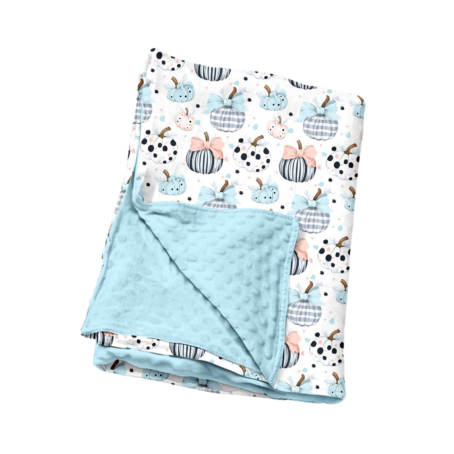 7.15 BL0253 Preorder Pumpkin Bows Baby Girls Fall Blanket