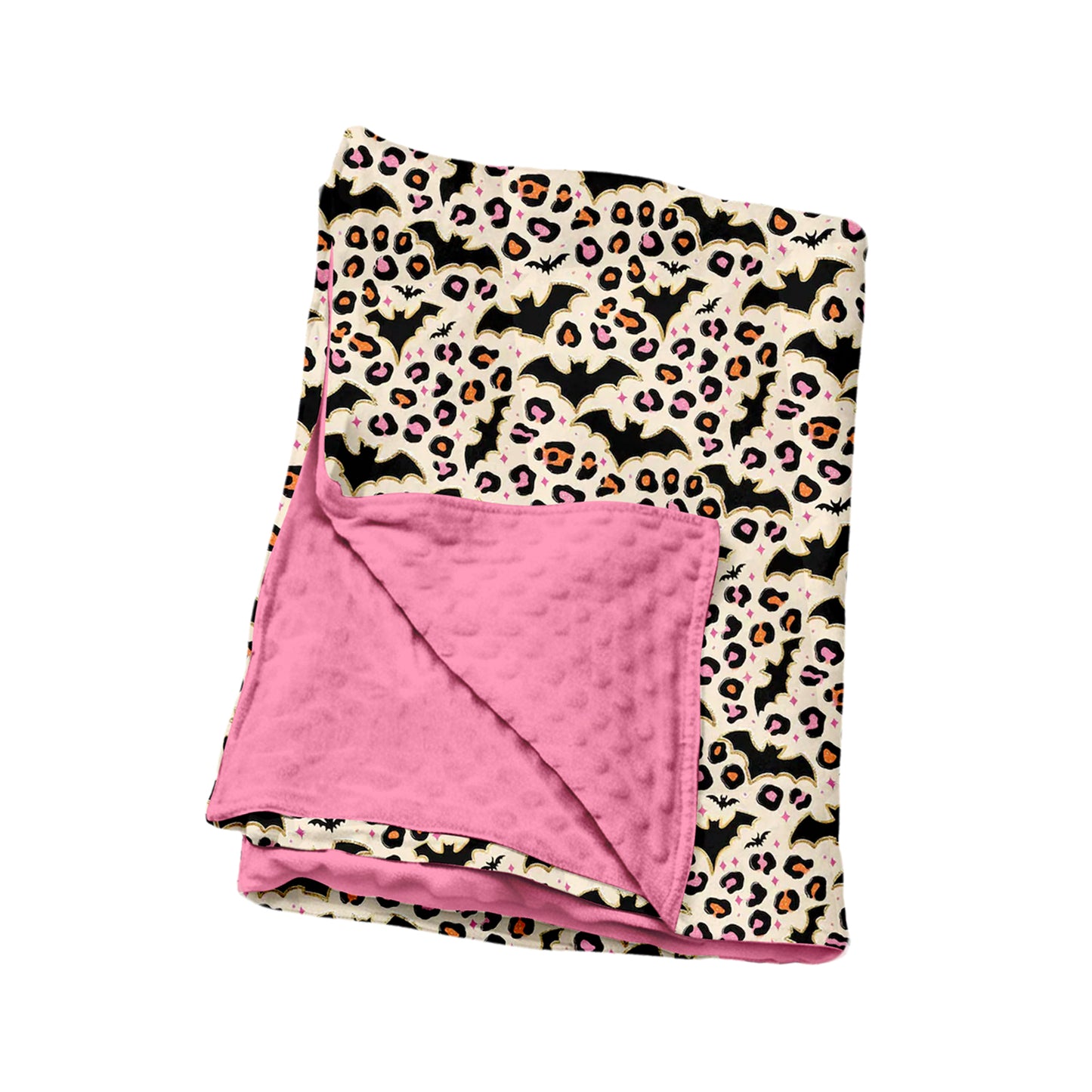 7.15 BL0254 Preorder Bat Leopard Baby Girls Halloween Blanket