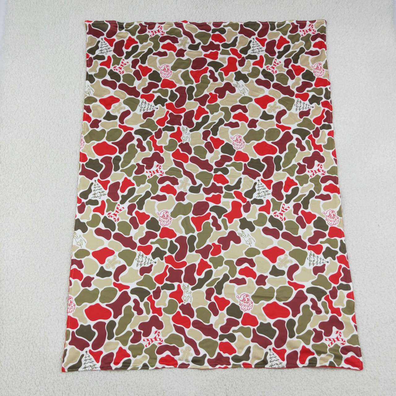 BL0257 Santa Candy Cane Camo Print Baby Christmas Blanket