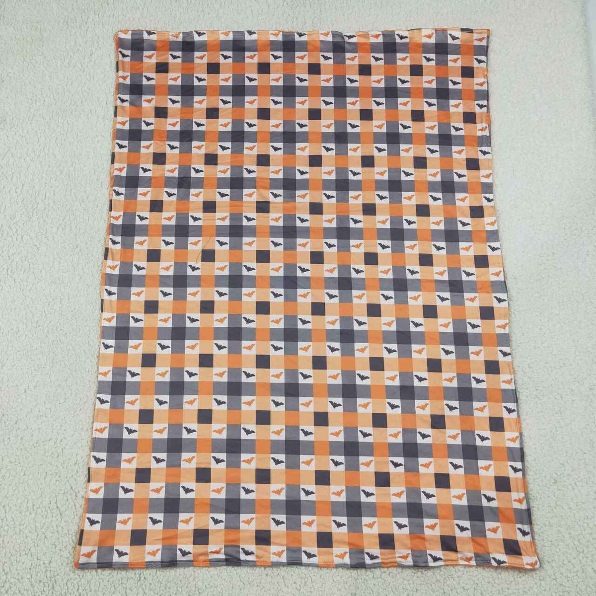 BL0264 Bat Checkered Print Baby Halloween Blanket