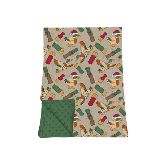 7.29 BL0276 Preorder Duck Call Print Baby Boys Christmas Blanket