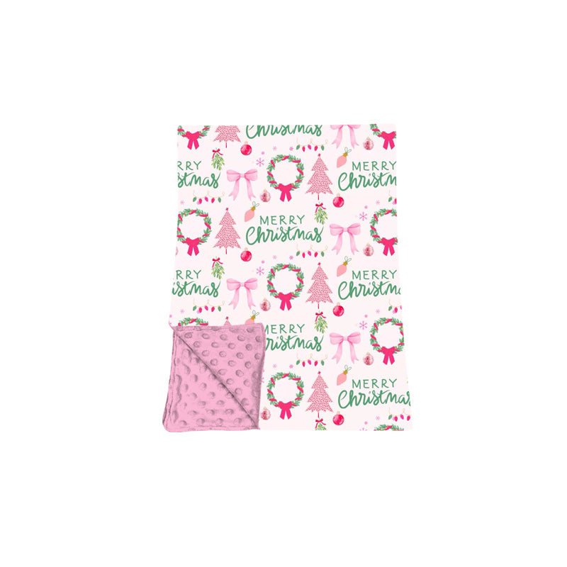 8.6 BL0284 Preorder Tree Bows Baby Girls Christmas Blanket