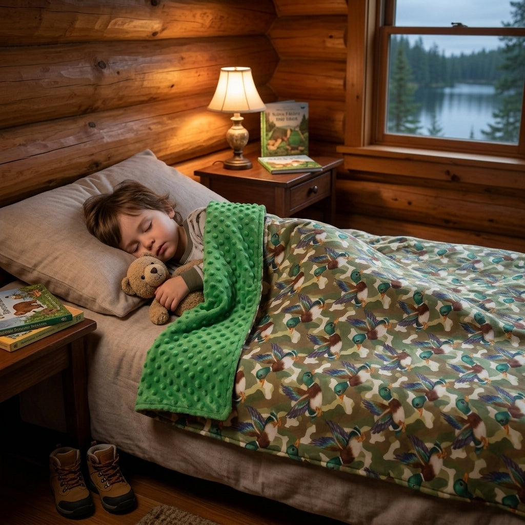BL0286 Duck Green Camo Baby Hunting Blanket