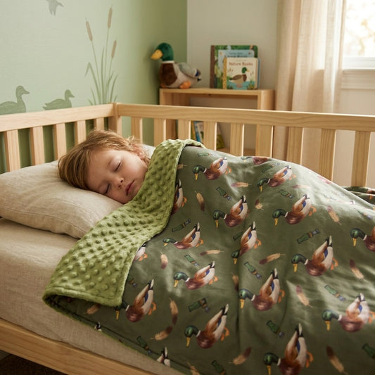 BL0287 Duck Call Feather Print Baby Boys Blanket