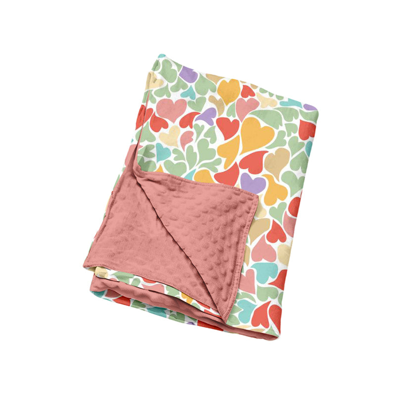 8.7 BL0291 Preorder Colorful Hearts Print Baby Valentine's Day Blanket