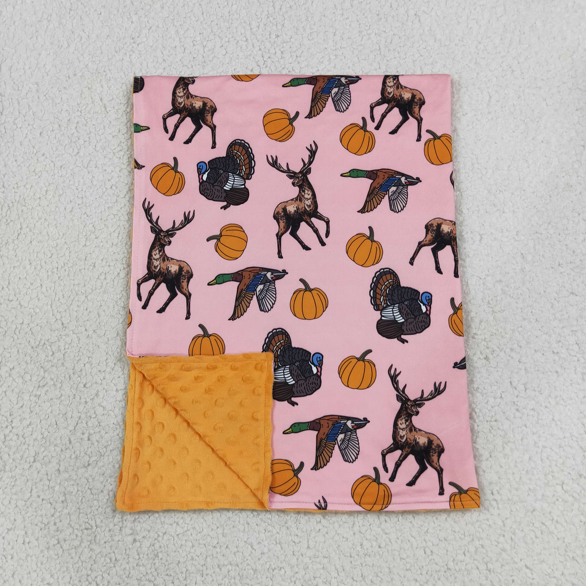 Sibling Baby Girls Hunting  Deer Duck Pumpkin Pajama Set Romper Blanket