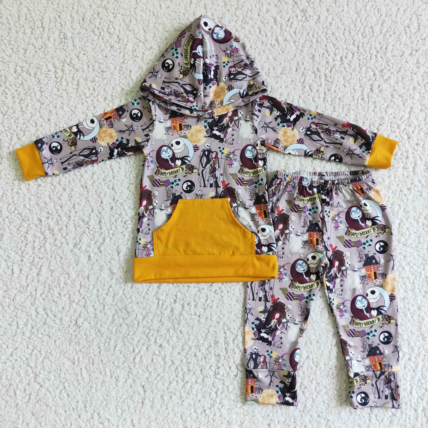 BLP0004 Nightmar* Print Hoodie Top Pants Boys Halloween Clothes Set