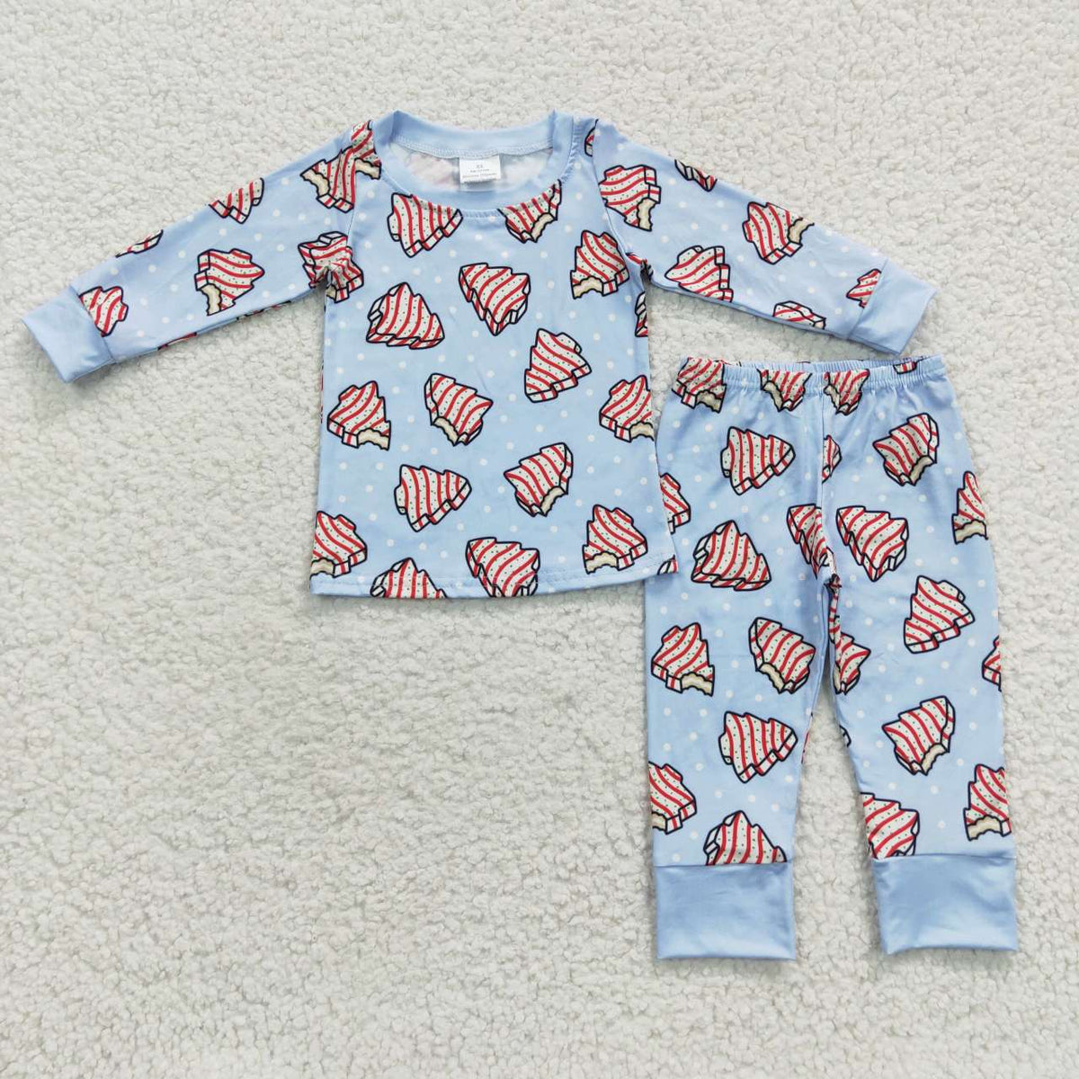 BLP0181 Debbie Cake Blue Print Boys Christmas Pajamas Clothes Set