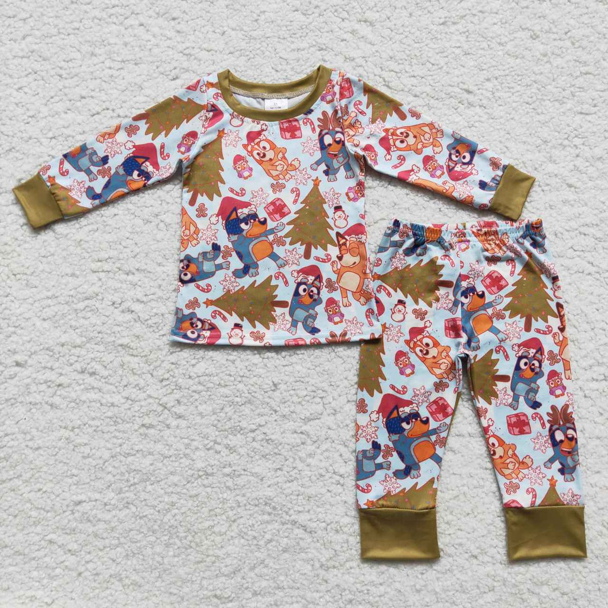 BLP0258 Cartoon Dog Print Boys Christmas Pajamas Clothes Set
