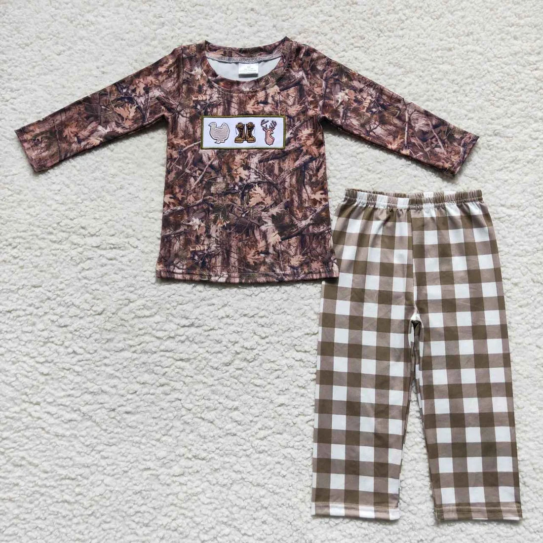 Sibling Baby Boys Girls  Hunting Camo Turkey Clothes Set Romper
