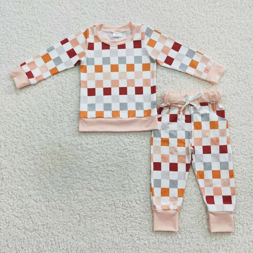 Sibling Baby Boys Checked Long Sleeve Pajama Set