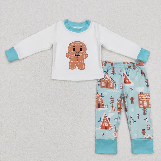 BLP0346 Gingerbread Top Candy House Pants Boys Christmas Clothes Set