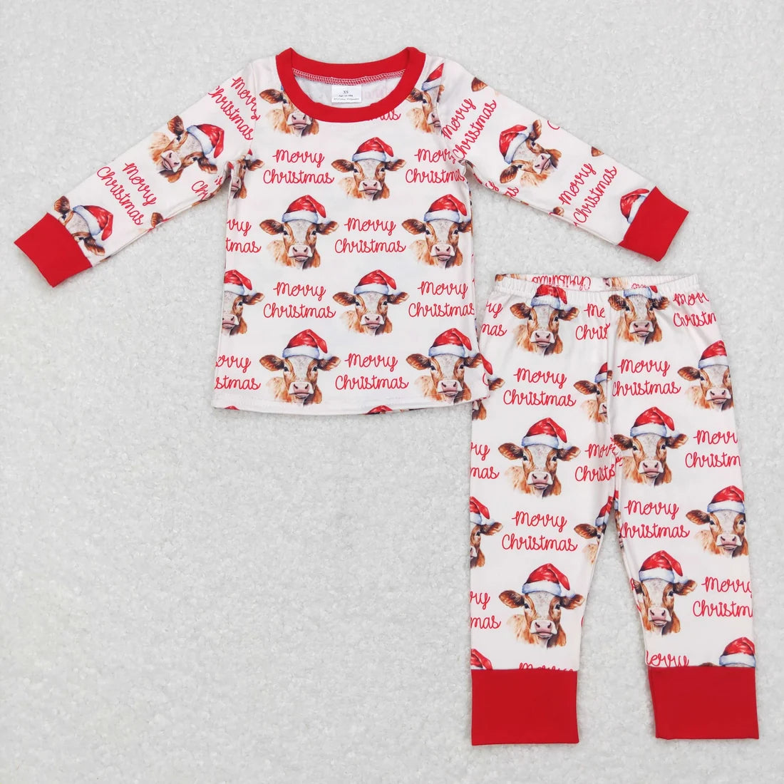 Family Sibling Merry Christmas Hats Cows Farm Pant Pajamas Clothes Sets Rompers Women Pants