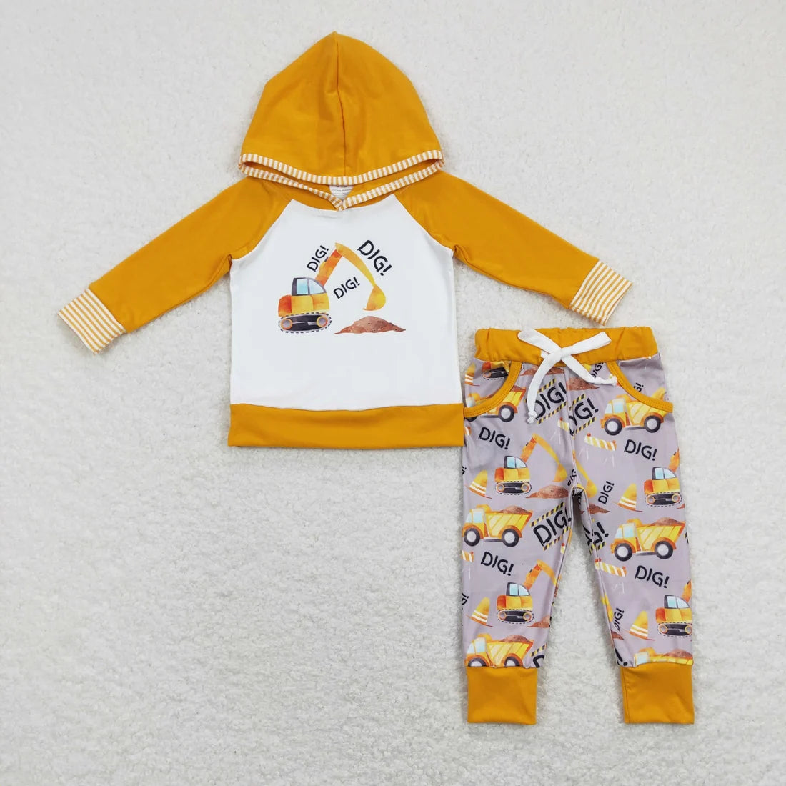 Sibling Kids Boys Excavators Motors Ducks Camo Hoodie Jogger Outfit