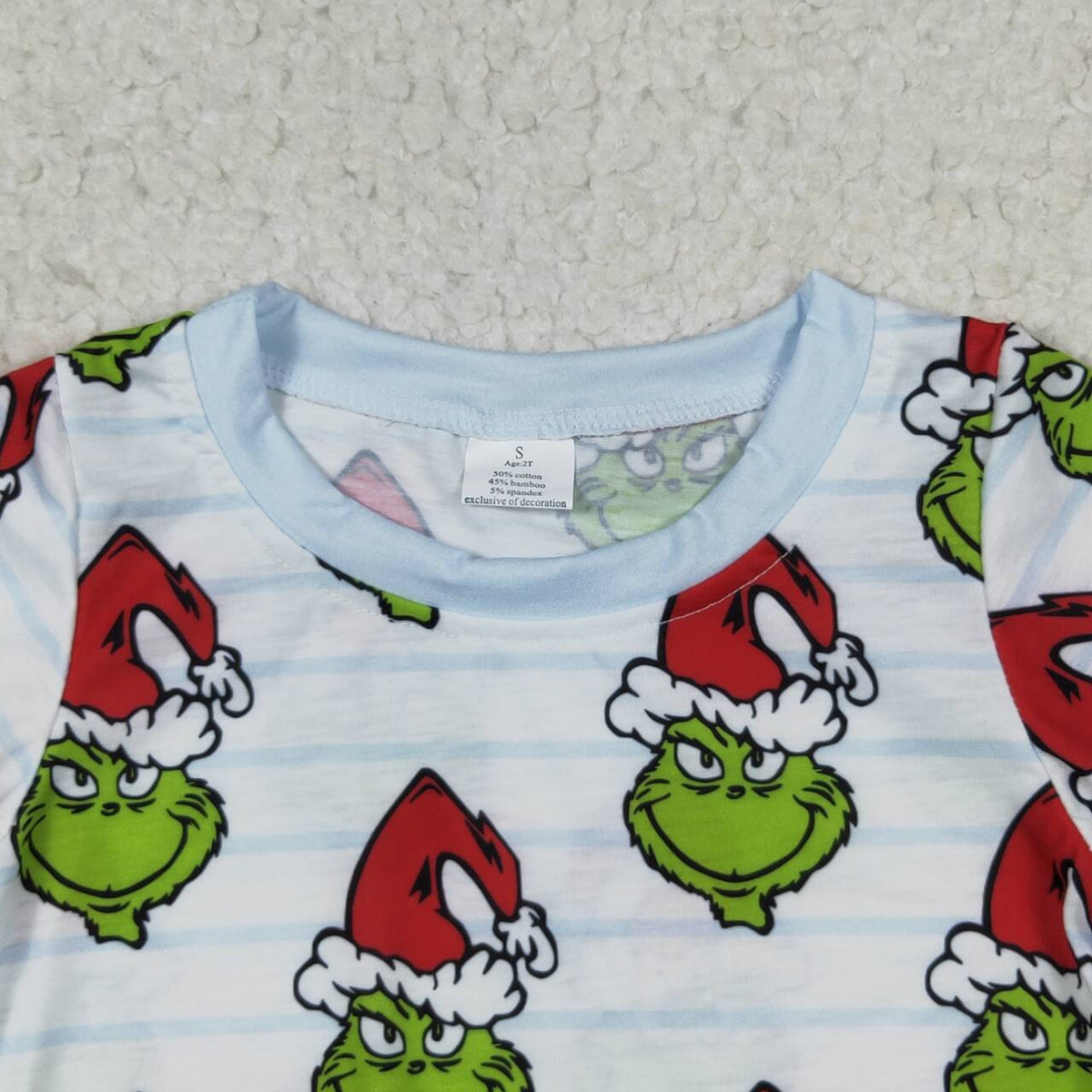 BLP0475 Green Frog Smiling Stripes Print Boys Christmas Bamboo Pajamas Clothes Set