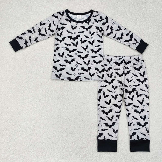 BLP0520 Bat Grey Print Boys Halloween Pajamas Clothes Set