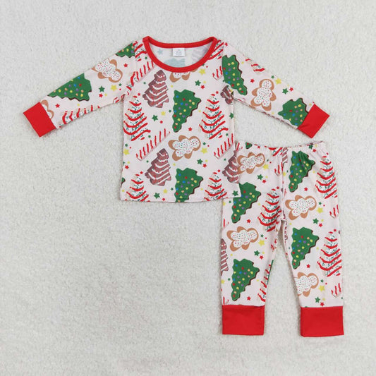 BLP0549 Gingerbread Debbie Cake Print Boys Christmas Bamboo Pajamas Clothes Set