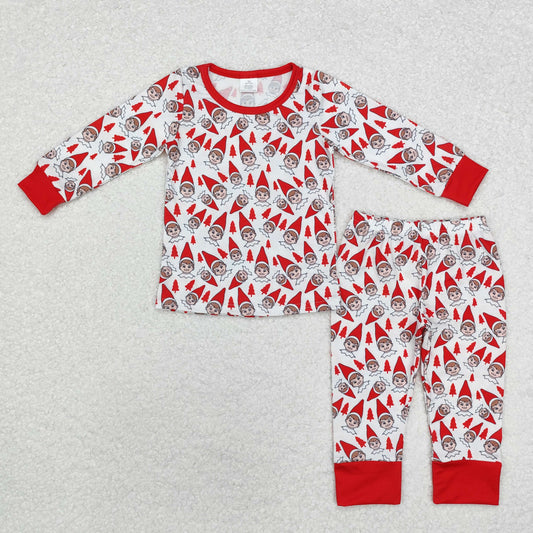 BLP0558 Cartoon Shelf Print Boys Christmas Bamboo Pajamas Clothes Set