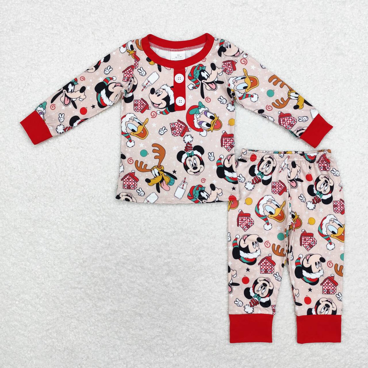 BLP0650 Cartoon Mouse Milk Print Boys Christmas Pajamas Clothes Set