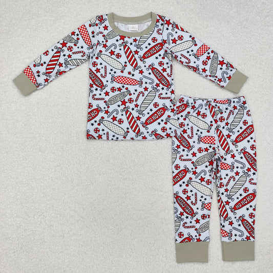 BLP0675 HOHOHO MERRY VIBES Stars Print Boys Christmas Pajamas Clothes Set