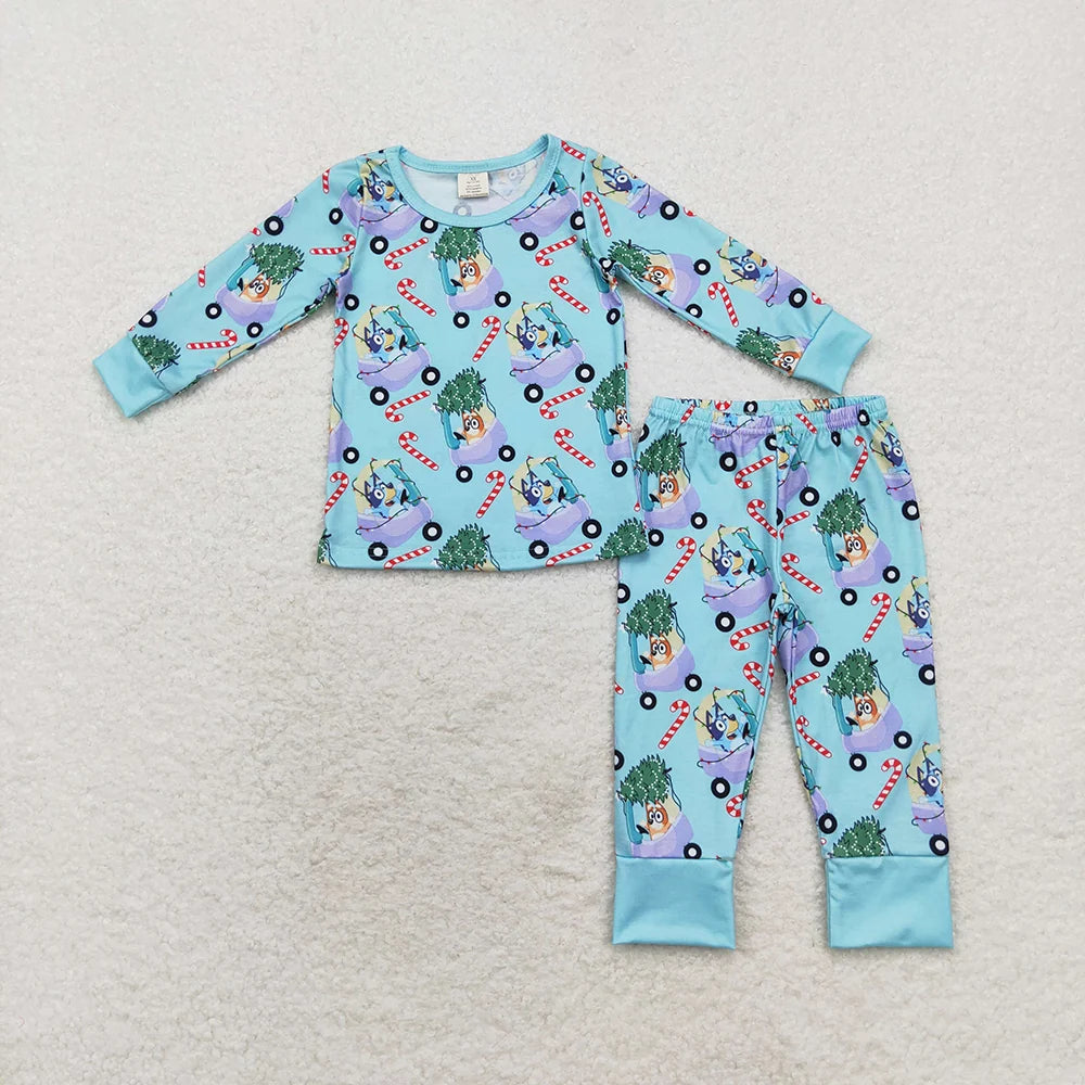 Family Adult Baby Girls Christmas Dogs Candy Pajamas Clothes Set