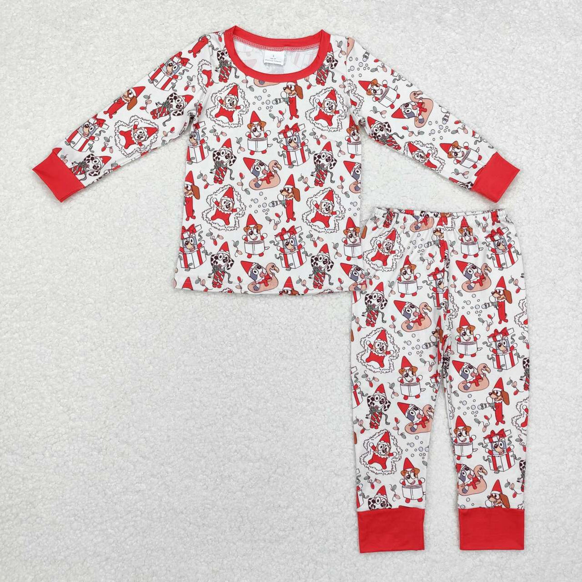 BLP0721 Cartoon Dog Shelf Print Boys Christmas Pajamas Clothes Set