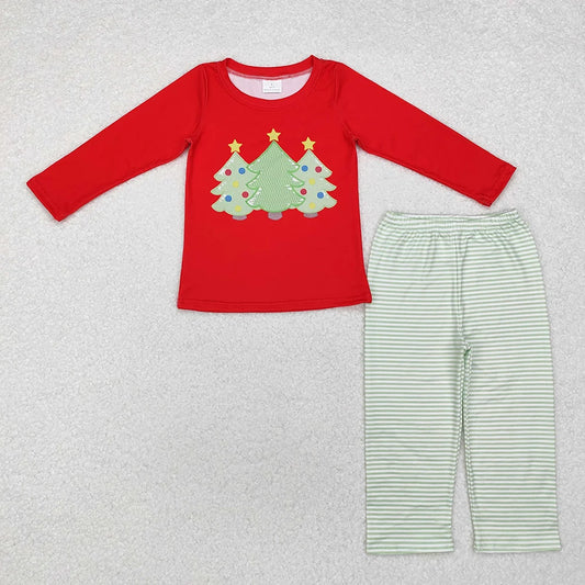 Sibling Baby Girls Boys Christmas Tree Striped Pants Outfit and Romper