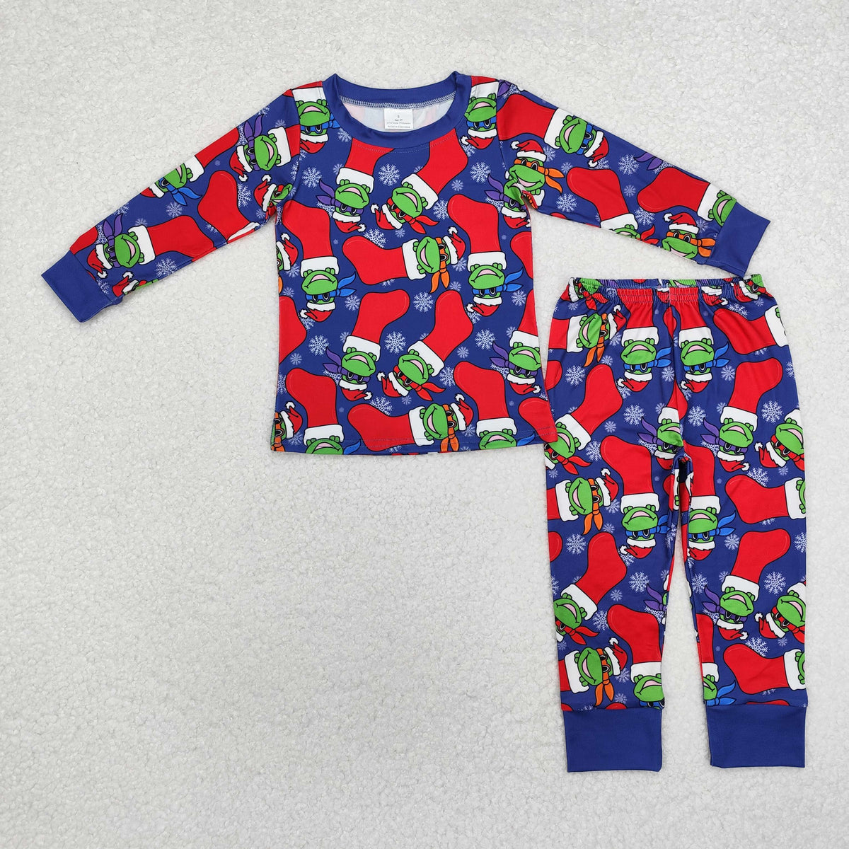 BLP0870 Cartoon Frog Print Boys Christmas Pajamas Clothes Set